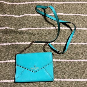 KATE SPADE Teal/Baby Blue Envelope Clutch with Removable Strap